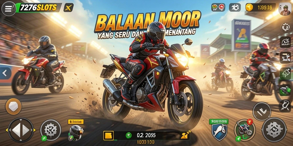 Gameplay balapan motor yang mendebarkan di 7276SLOTS.
