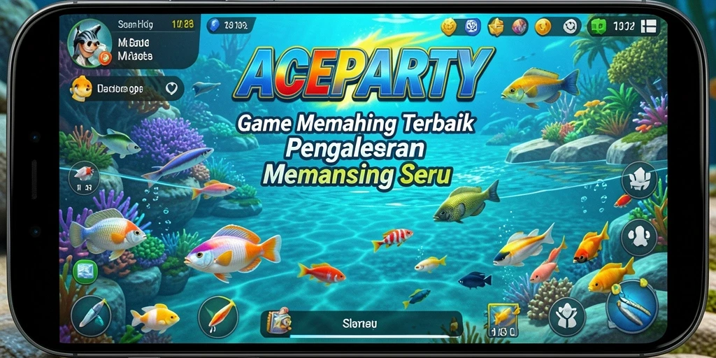 Screenshot gameplay ACEPARTY yang mendebarkan saat memancing ikan.