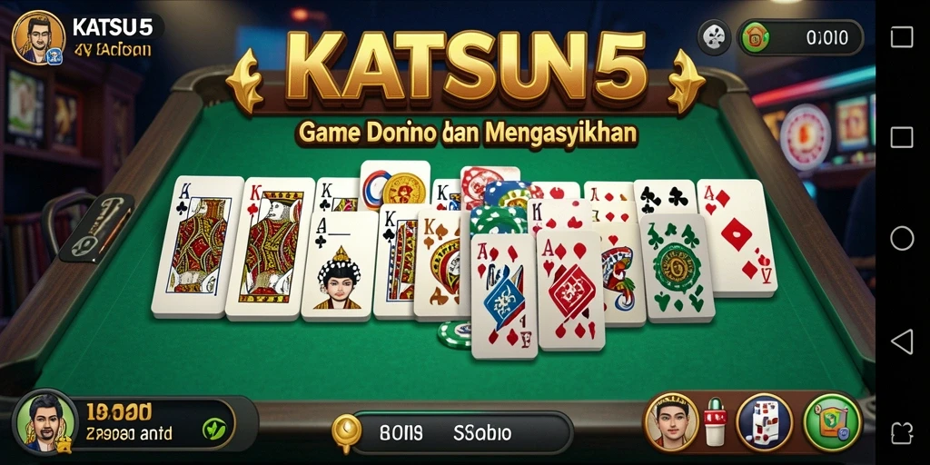 Tampilan menarik gameplay KATSU5 dalam suasana bermain domino.