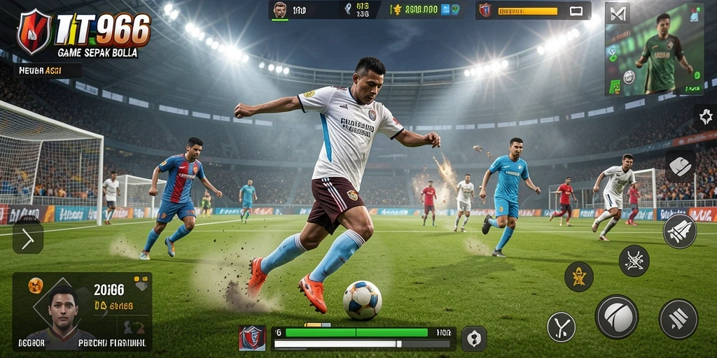 Tampilan lapangan dan aksi pemain dalam MT966.