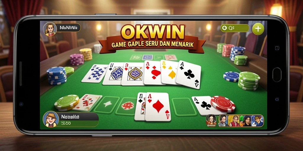 Tampilan gameplay OKWIN yang seru dan menghibur saat bermain Gaple.