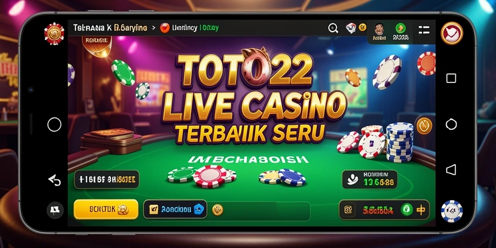 Screenshot gameplay TOTO22 menampilkan dealer langsung dan suasana kasino interaktif.