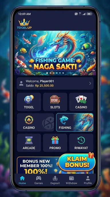 Tampilan utama aplikasi togelup yang intuitif.